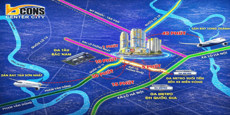 Vị trí căn hộ Bcons Center City 